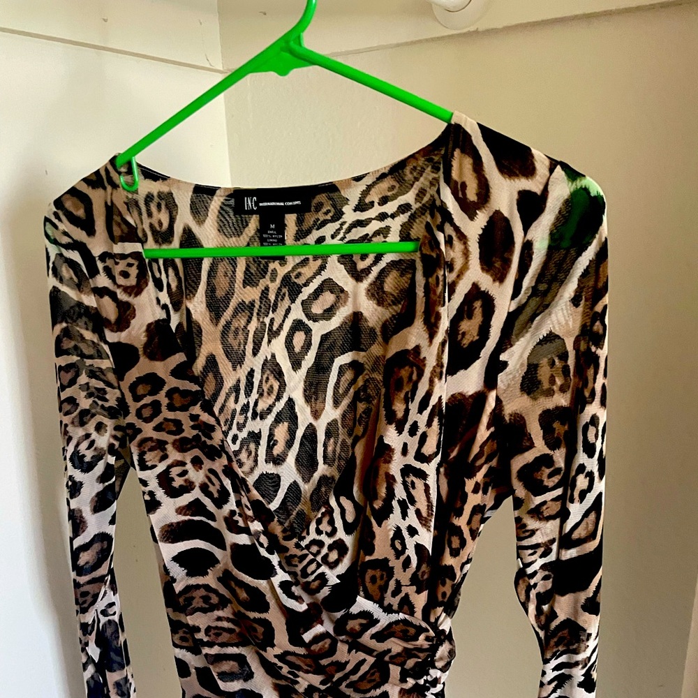 INC Women’s Animal Print blouse, never worn. Like new